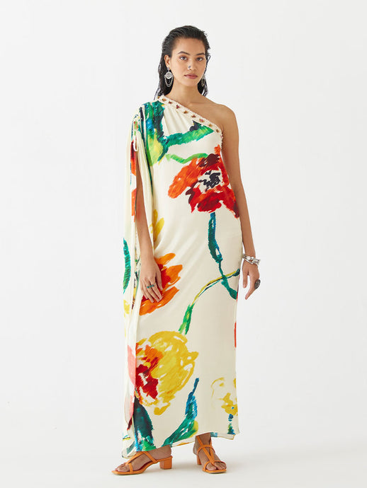 Monet One-Shoulder Drawstring Dress DRESSES IKKIVI   