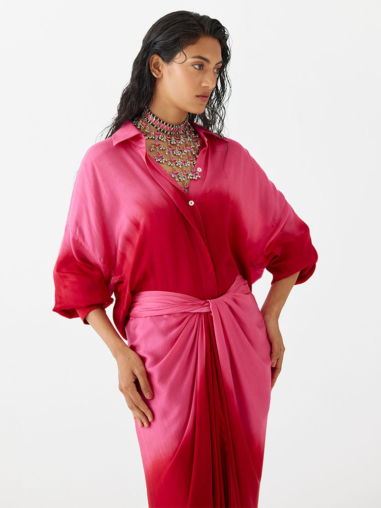Ruby Shirt Draped Dress DRESSES IKKIVI   