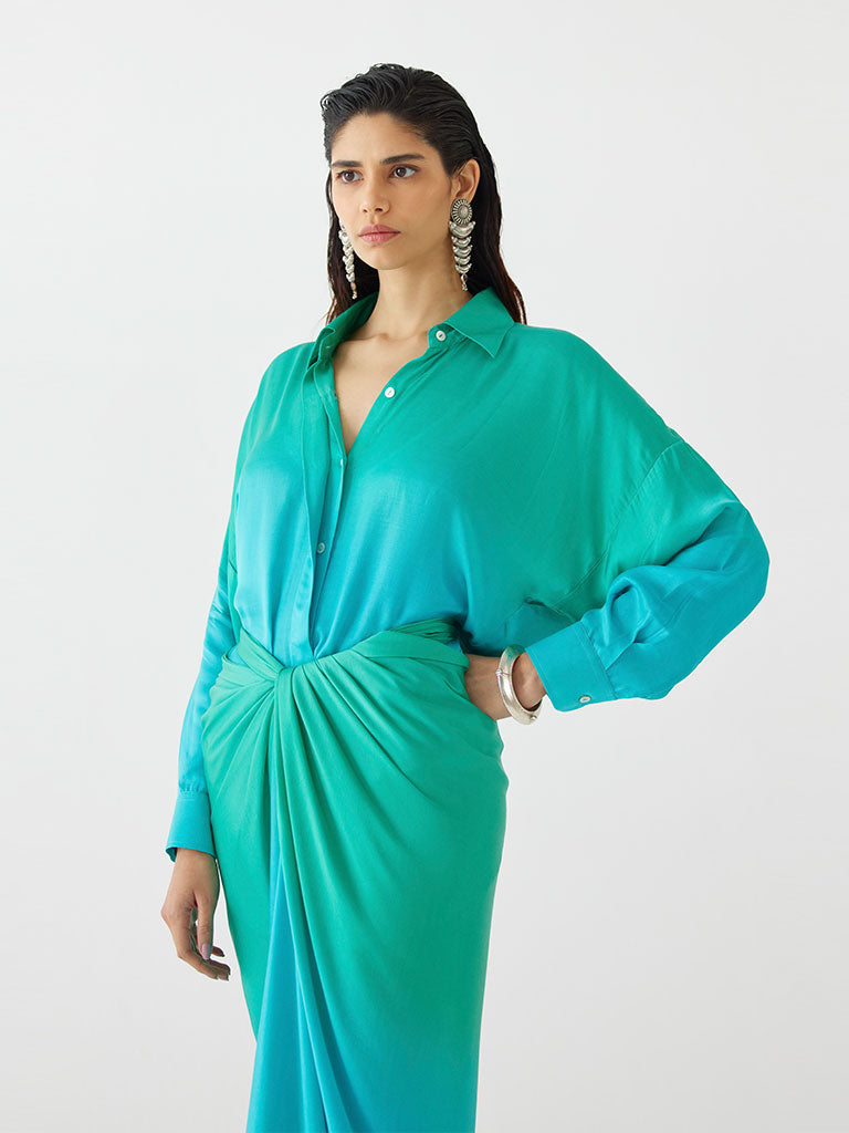 Caspian Shirt Draped Dress DRESSES IKKIVI   