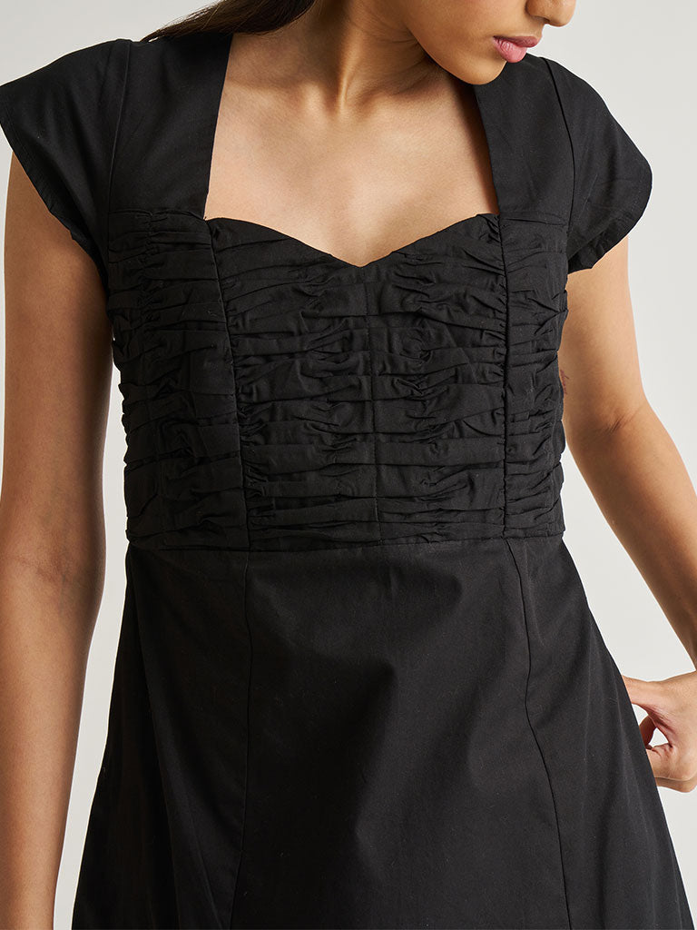 Ruched Dress with Front Slit DRESSES Reistor   