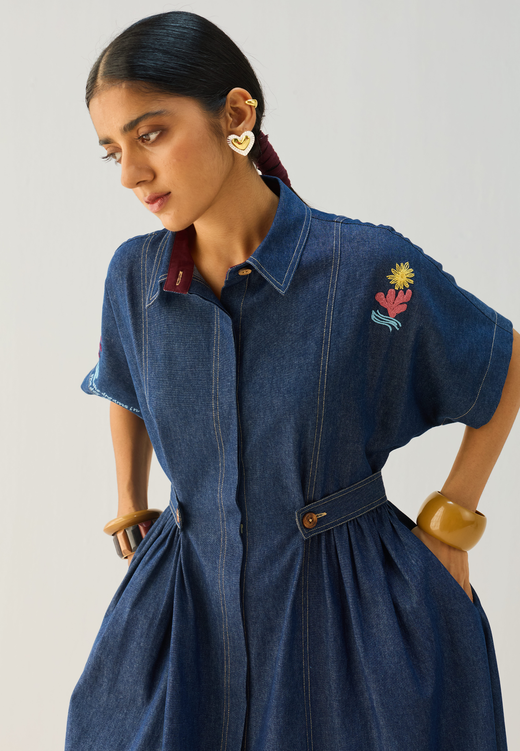 denim blue color dress Suzanne Denim Drop Waist Maxi Dress | Women's Clothing