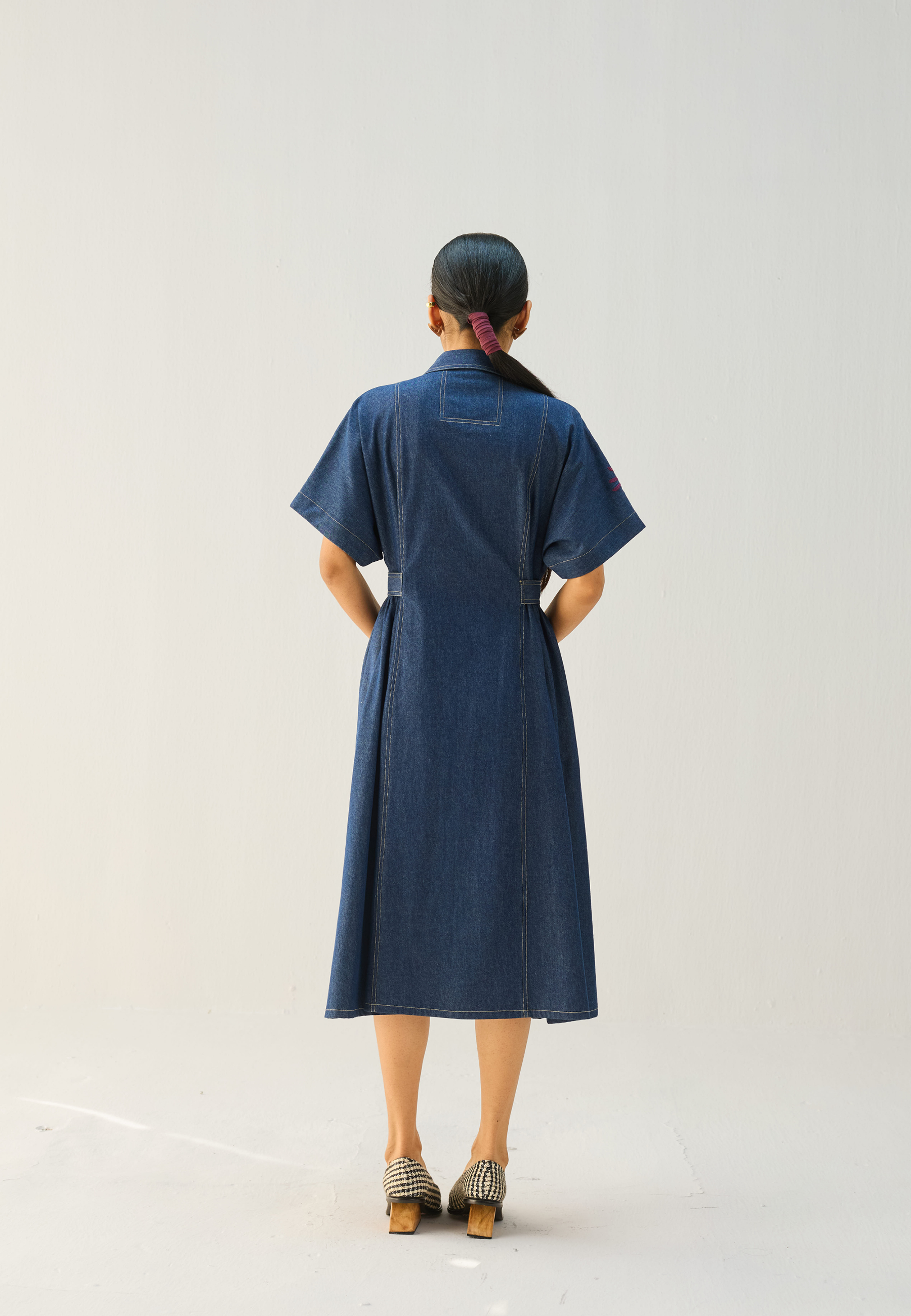 ladies blue denim dress Lady Black Tie - Forever Mine Light Weight Denim Midi Dress