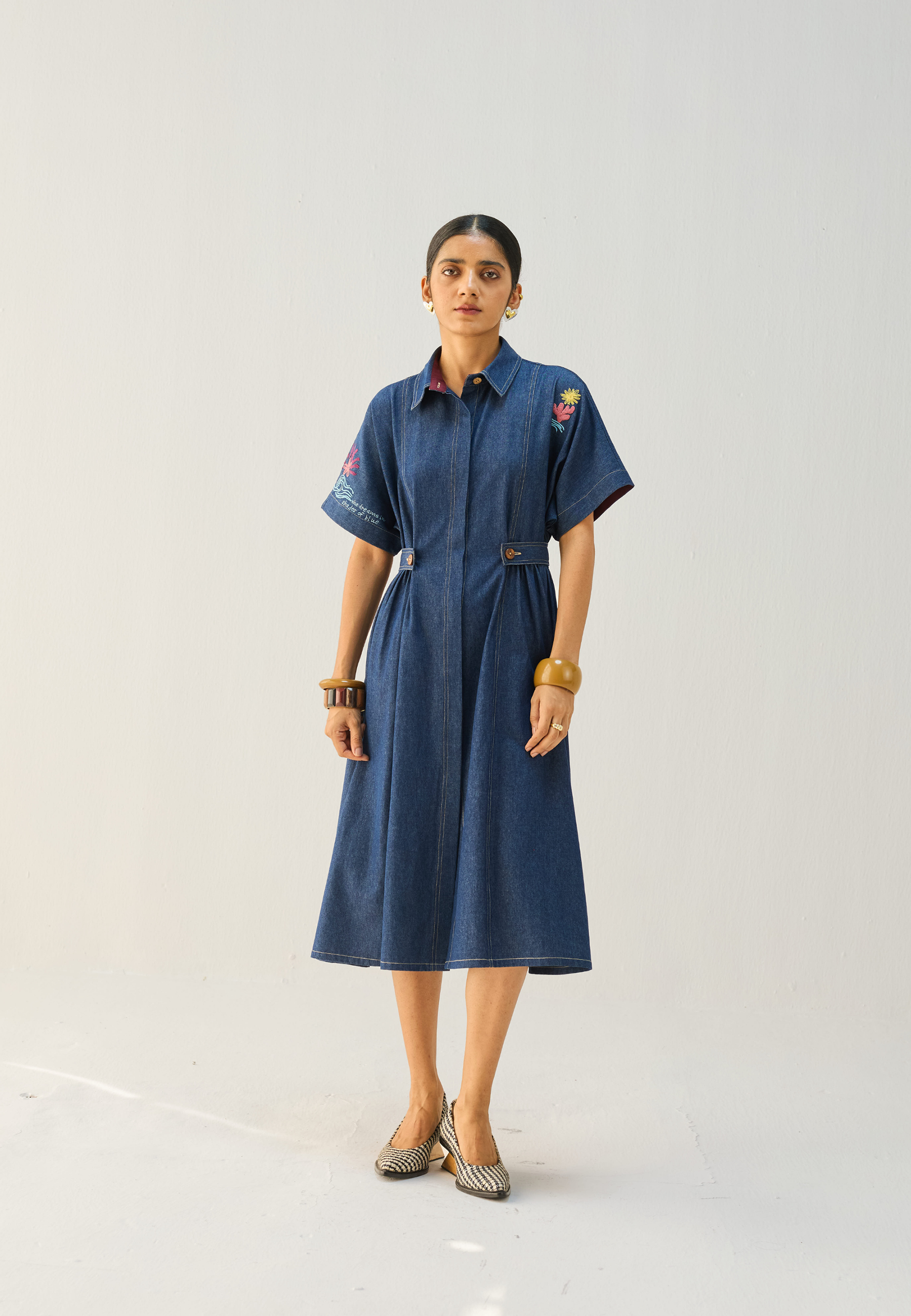 ladies blue denim dress Women Ruffle Cap Sleeve Denim Dress Summer Button Down Mini Dresses Fitted Lapel Casual Sundress 2025 Womens Blue at Amazon Women's Clothing store