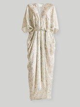 Load image into Gallery viewer, Silky Blue Floral Kaftan Dress DRESSES Reistor   
