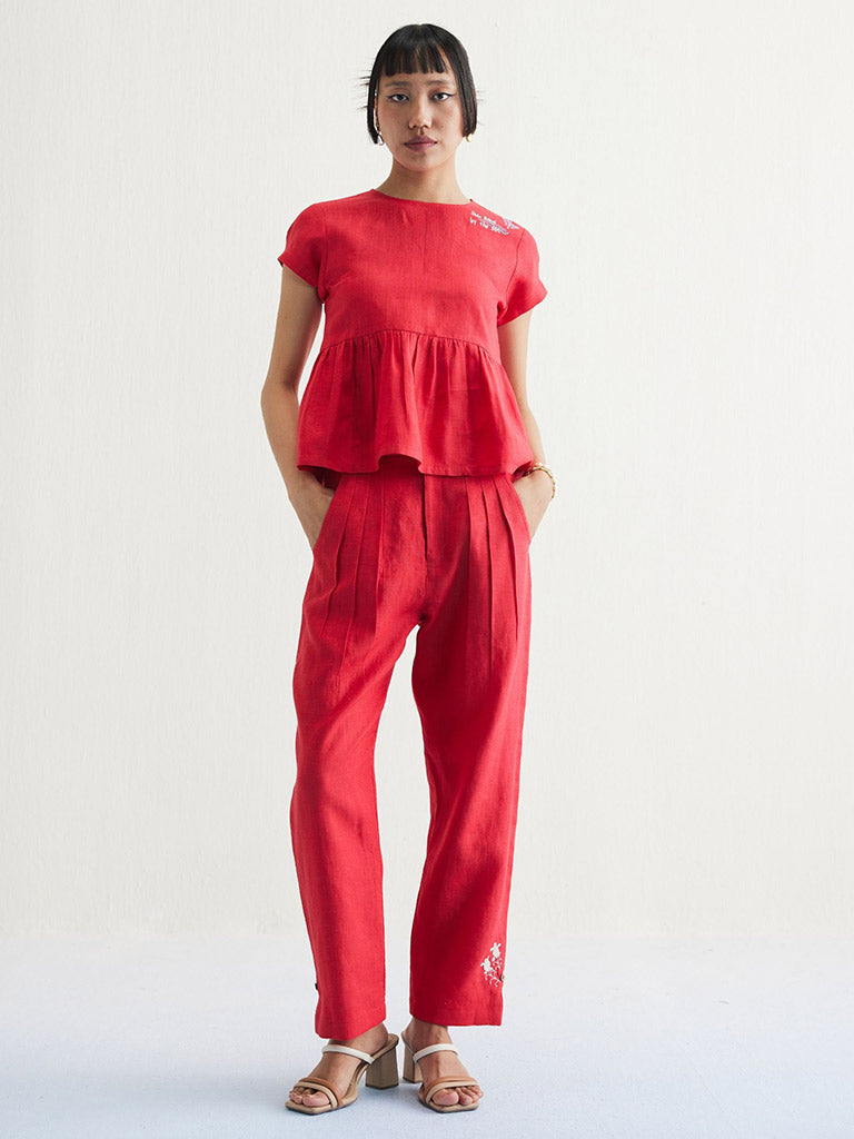 Slow Living Linen Peplum Top TOPS SUI