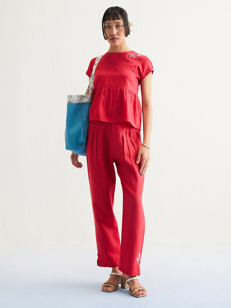 Slow Living Linen Peplum Top TOPS SUI