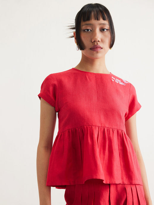 Slow Living Linen Peplum Top TOPS SUI