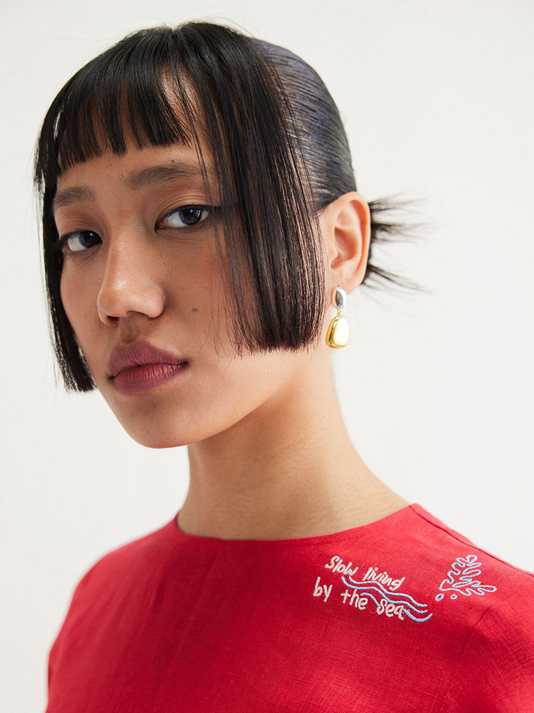 Slow Living Linen Peplum Top TOPS SUI