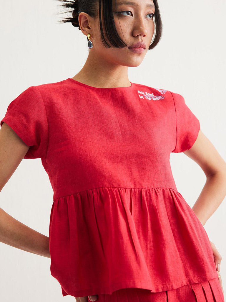 Slow Living Linen Peplum Top TOPS SUI