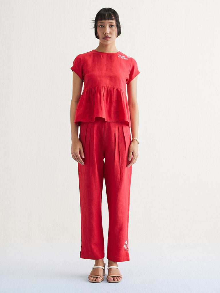 Slow Living Linen Peplum Top TOPS SUI