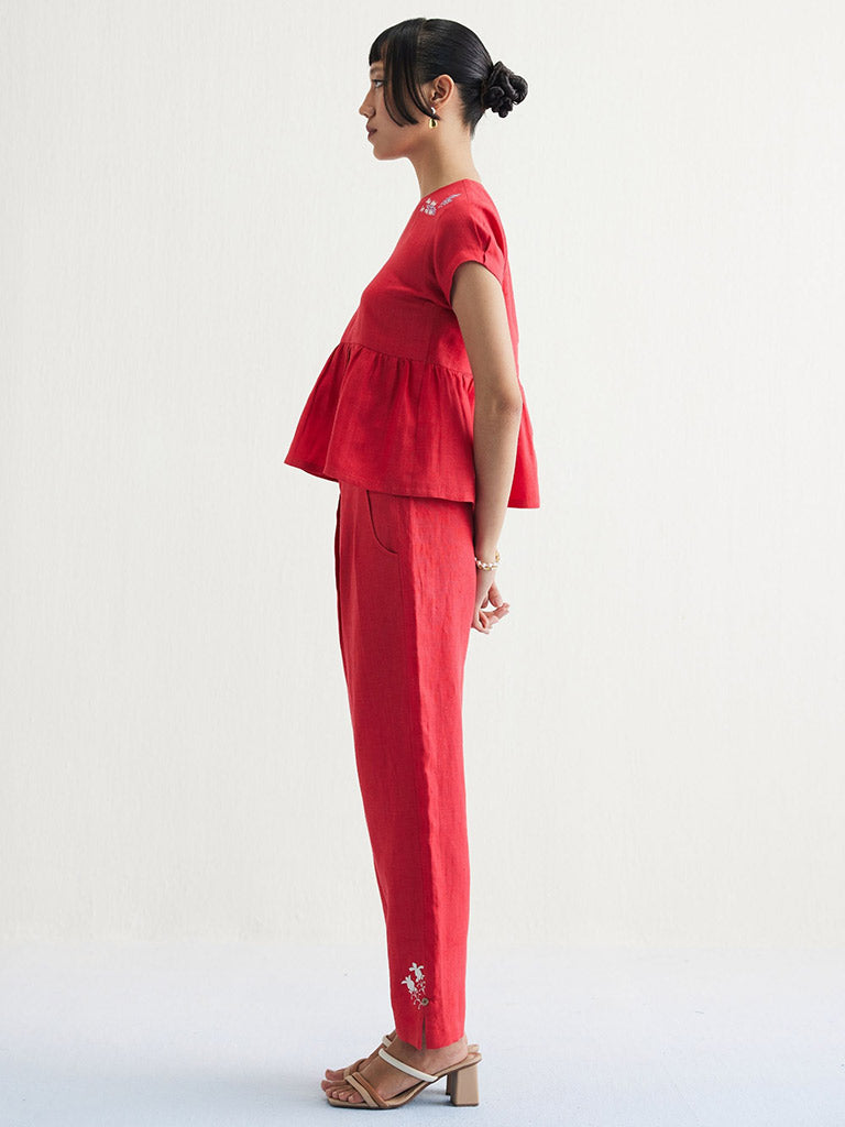 Slow Living Linen Peplum Top TOPS SUI