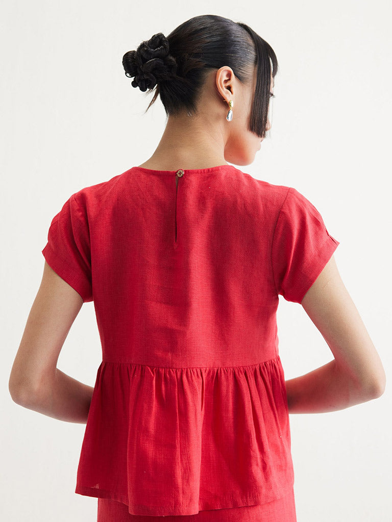 Slow Living Linen Peplum Top TOPS SUI
