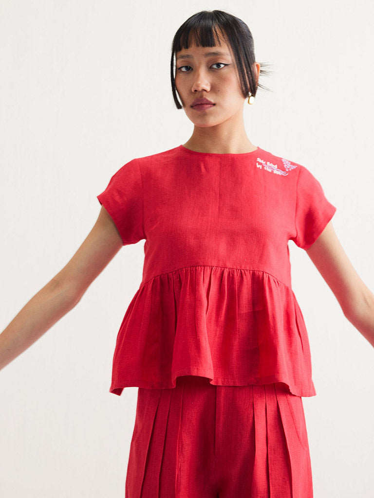 Slow Living Linen Peplum Top TOPS SUI