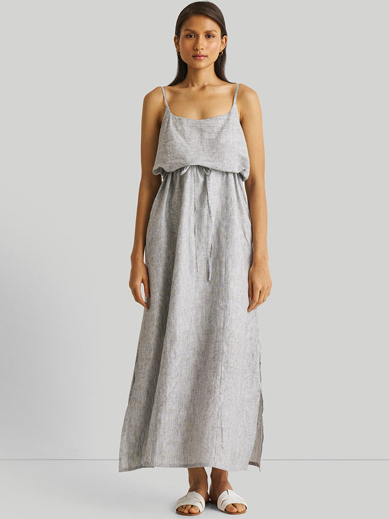 Strappy Pin Striped Maxi Dress DRESSES Reistor   