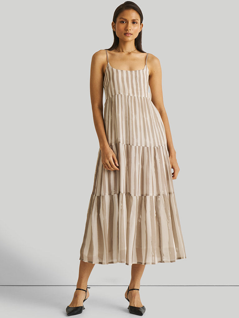 Strappy Ecru Tiered Maxi Dress DRESSES Reistor   