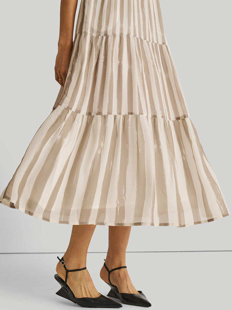 Strappy Ecru Tiered Maxi Dress DRESSES Reistor   