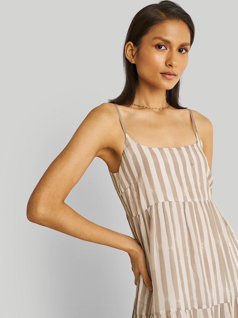 Strappy Ecru Tiered Maxi Dress DRESSES Reistor   