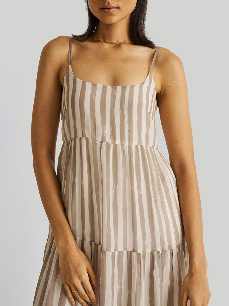 Strappy Ecru Tiered Maxi Dress DRESSES Reistor   