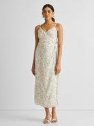 Strappy Blue Floral Wrap Dress DRESSES Reistor   