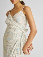 Strappy Blue Floral Wrap Dress DRESSES Reistor   