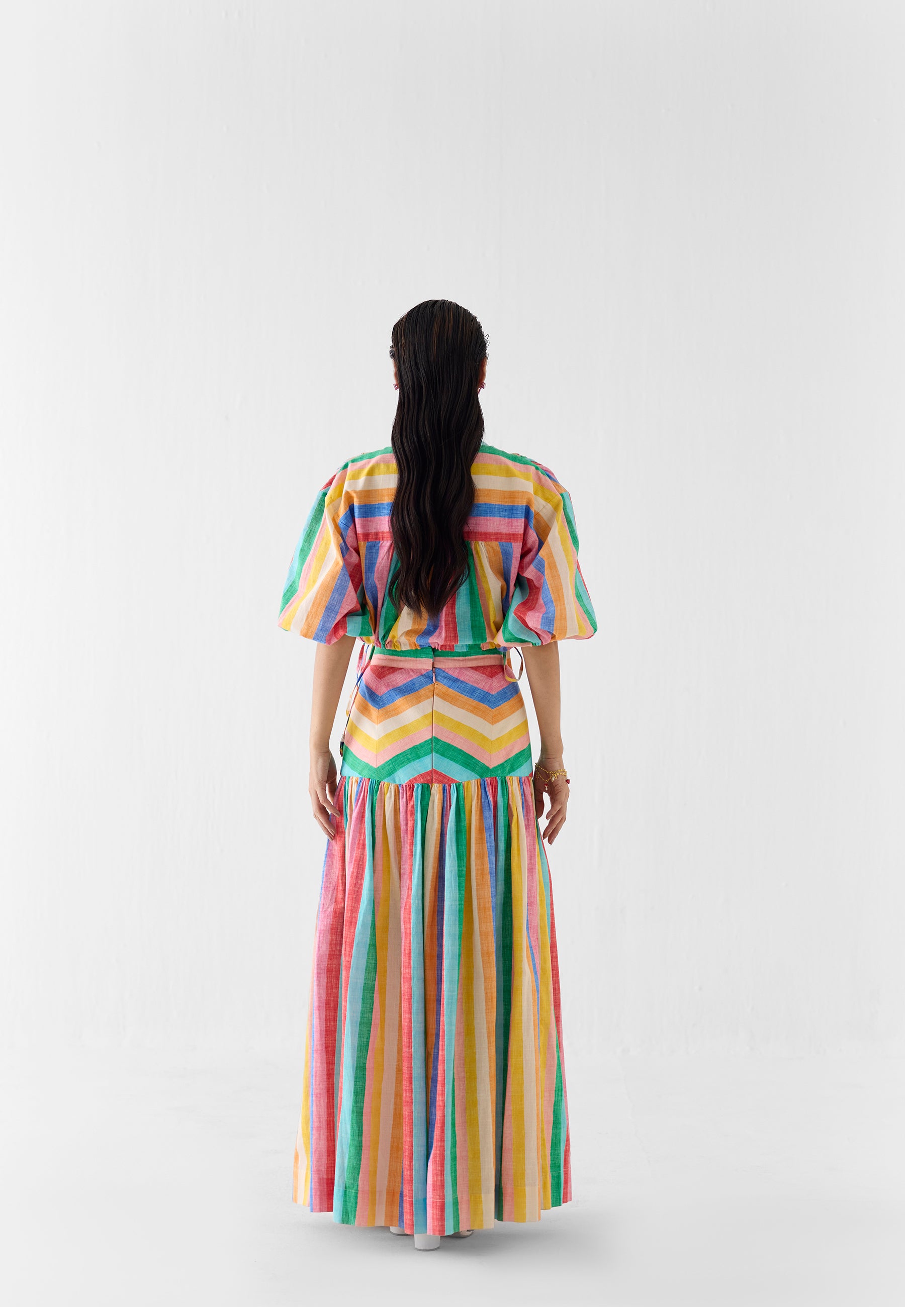 Leher Drawstring Crop Shirt & Skirt Set SETS IKKIVI