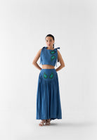 Indigo Crop Top & Skirt Set SETS IKKIVI