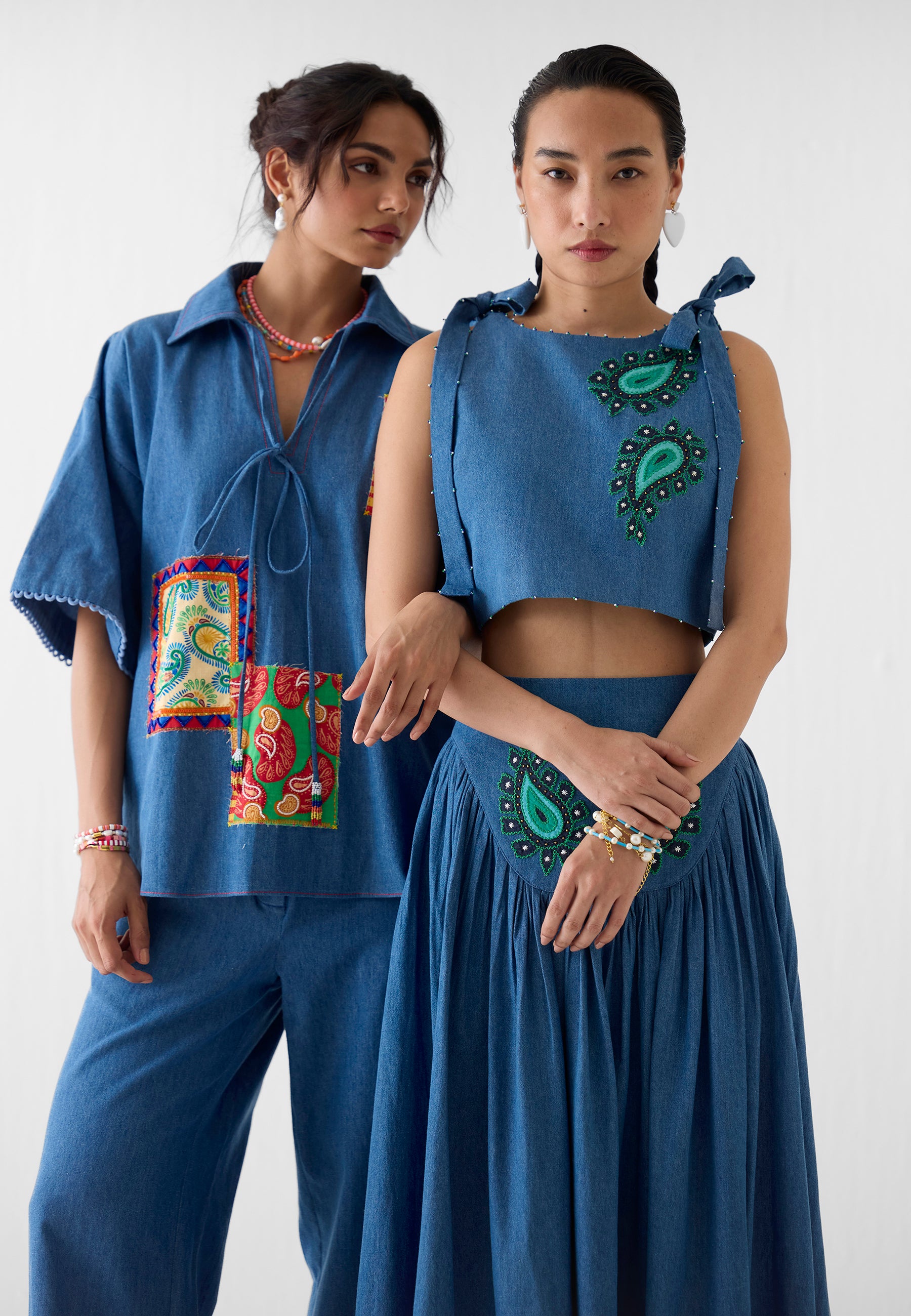 Indigo Patchwork Shirt & Pant Co-ord Set SETS IKKIVI