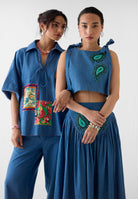 Indigo Patchwork Shirt & Pant Co-ord Set SETS IKKIVI