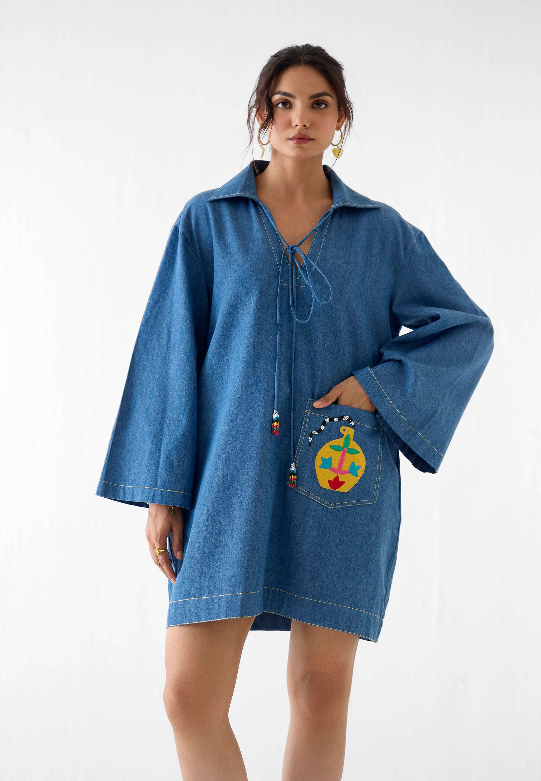 Indigo Short Dress DRESSES IKKIVI