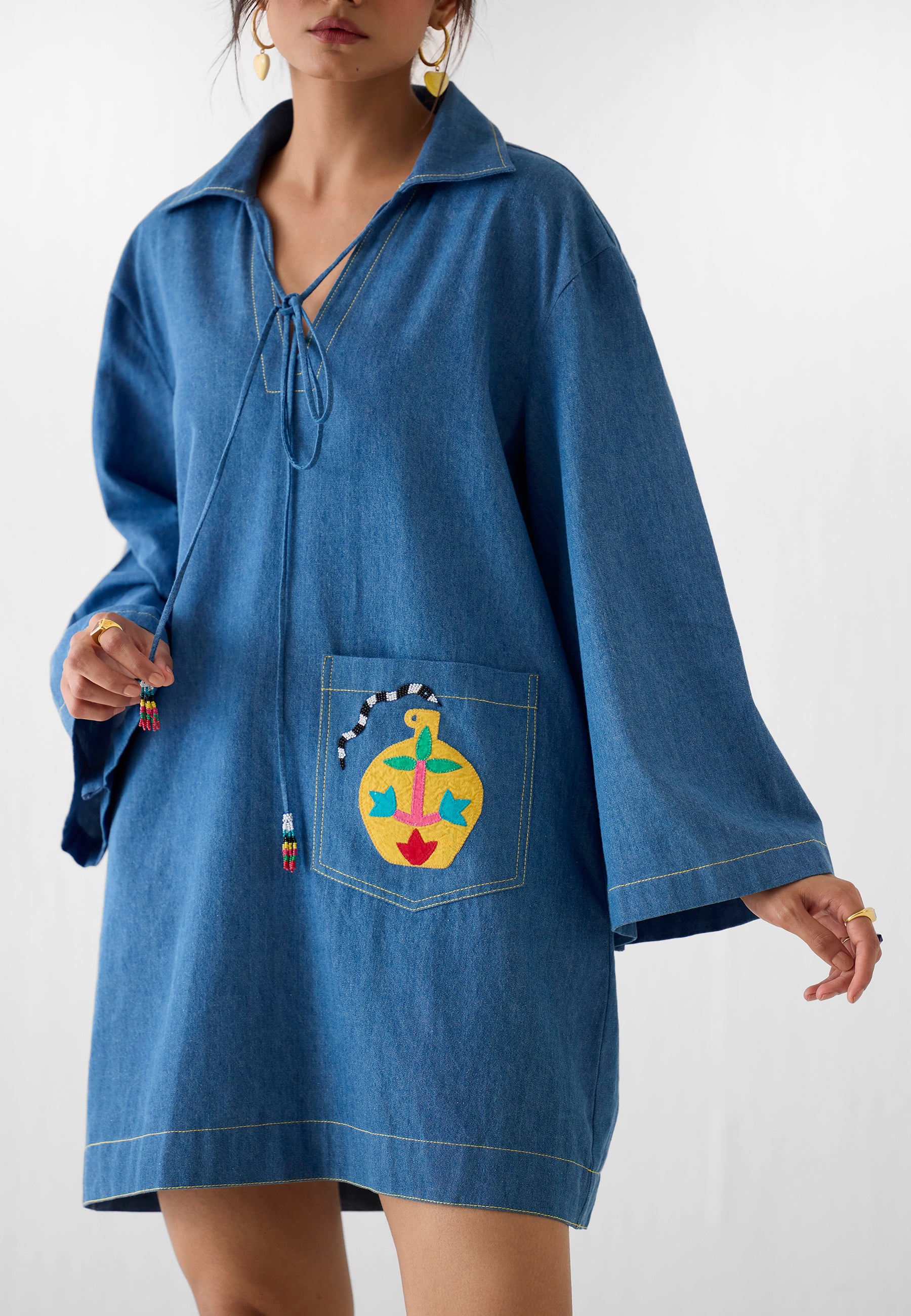 Indigo Short Dress DRESSES IKKIVI