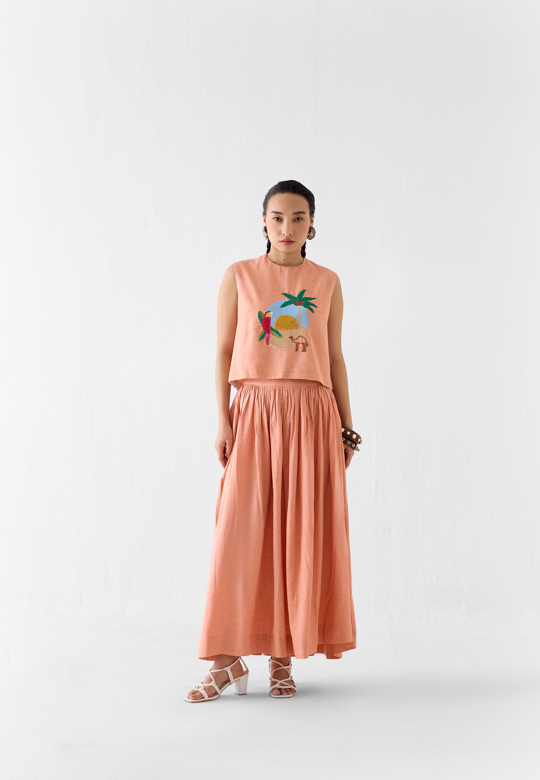 Sahara Linen Crop Top & Skirt Set SETS IKKIVI
