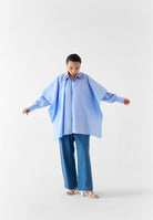 Azure Layered Poplin Shirt TOPS IKKIVI