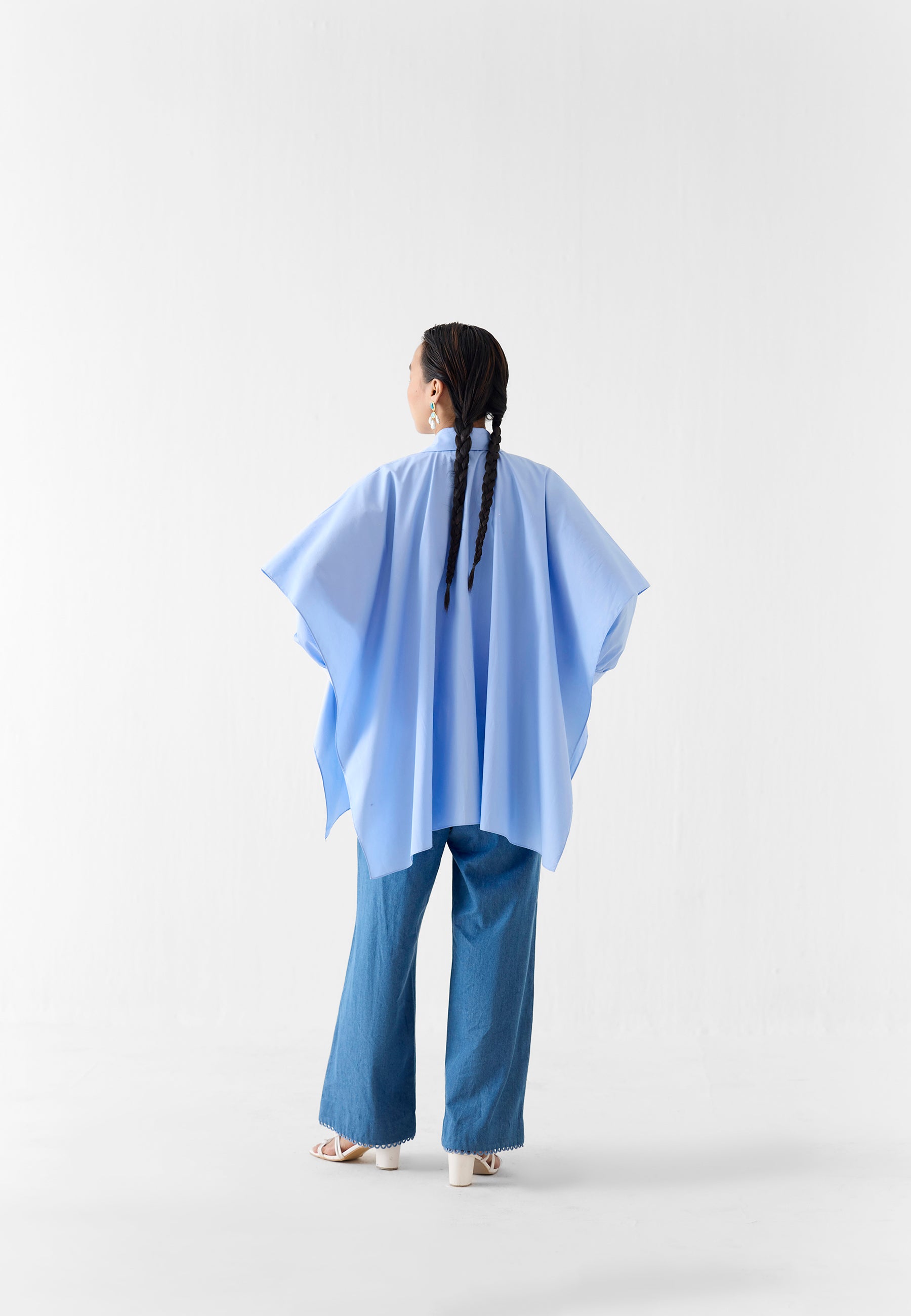 Azure Layered Poplin Shirt TOPS IKKIVI