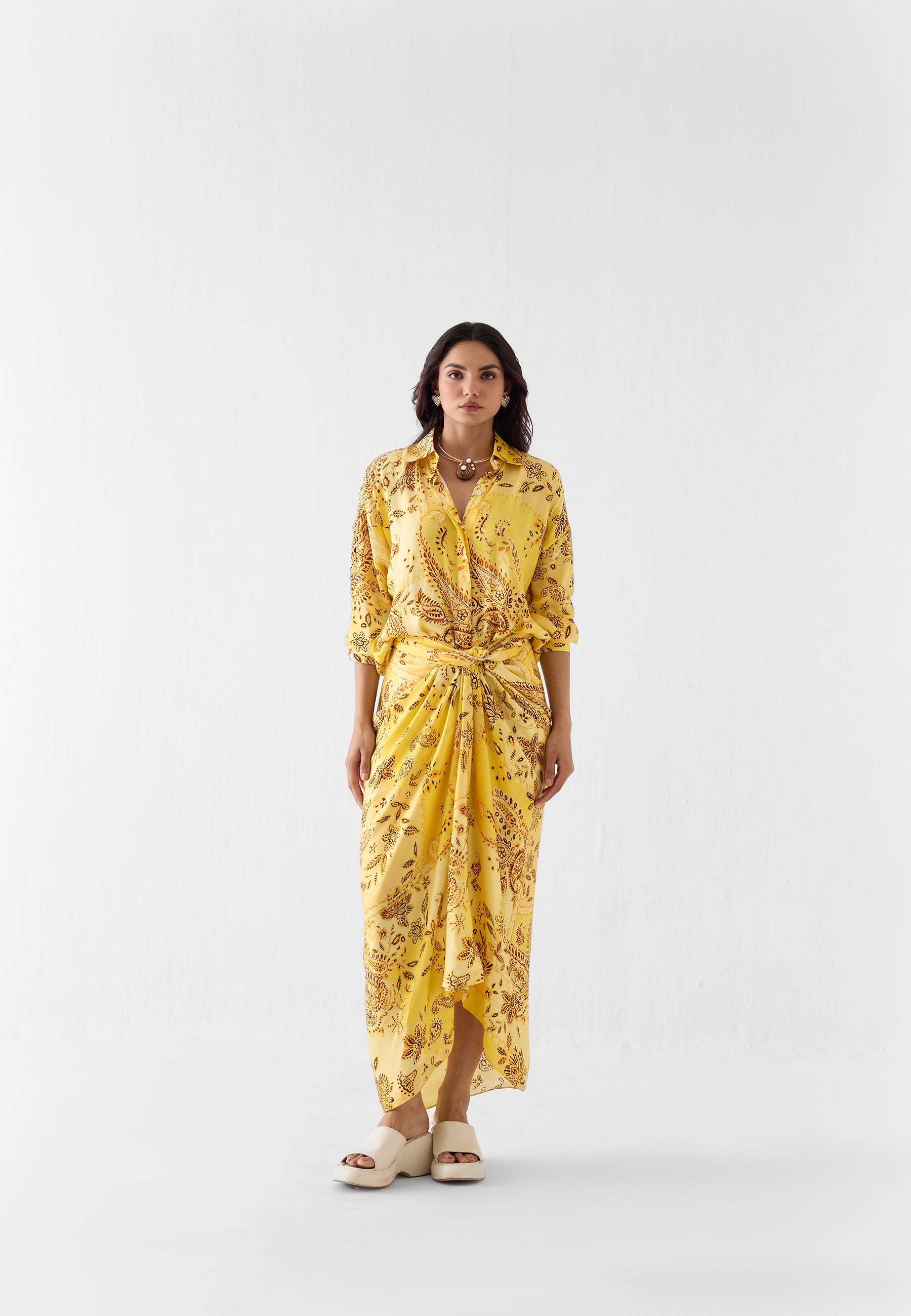 Ambi Draped Shirt Dress DRESSES IKKIVI
