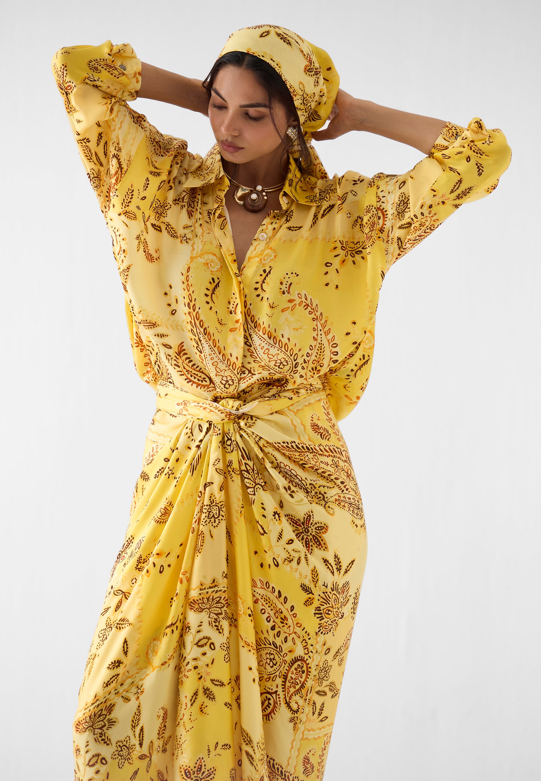 Ambi Draped Shirt Dress DRESSES IKKIVI
