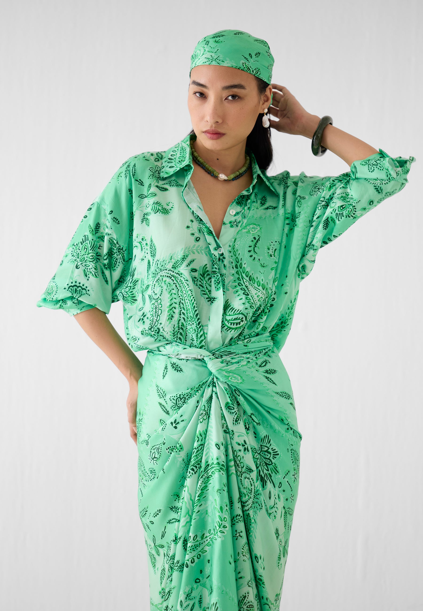 Buta Draped Shirt Dress DRESSES IKKIVI
