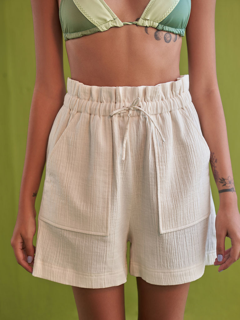 Summer Sun Shorts Womens White Cotton Shorts SUI IKKIVI