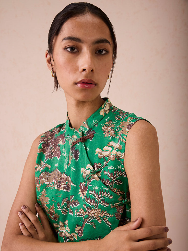 The Evergreen Luck Cheongsam Blouse TOPS SUI