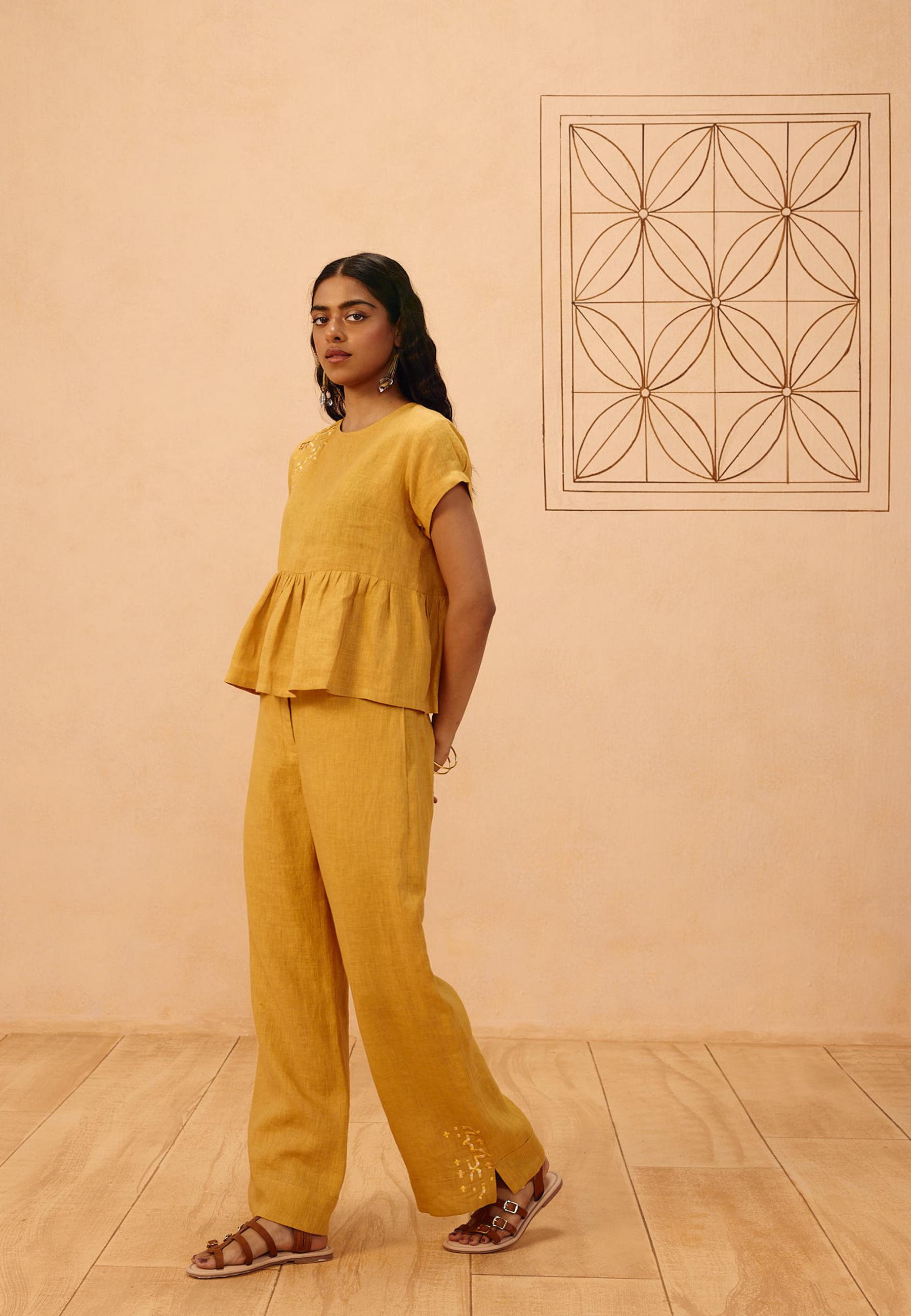 The Ghar Linen Peplum Top TOPS SUI