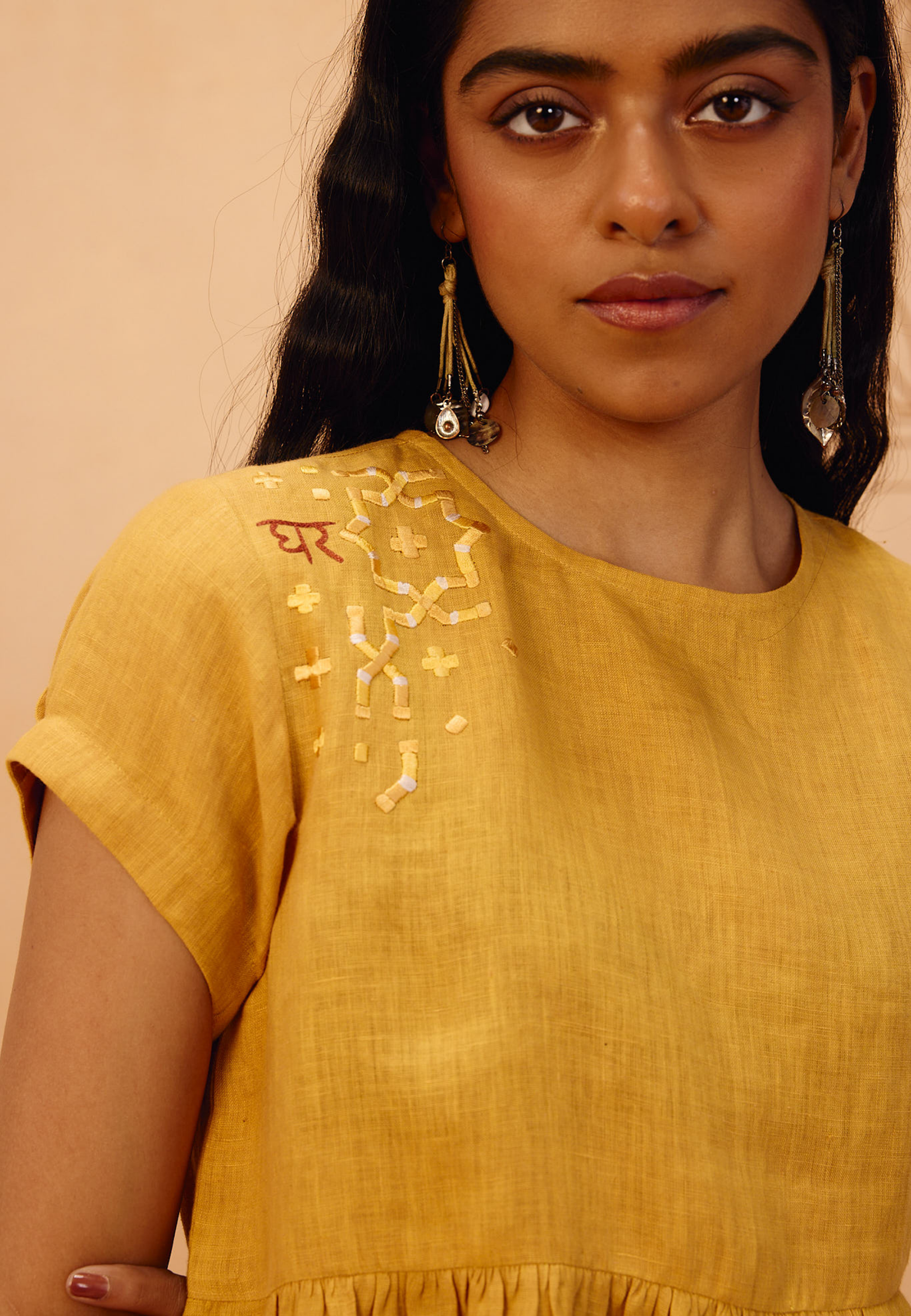 The Ghar Linen Peplum Top TOPS SUI