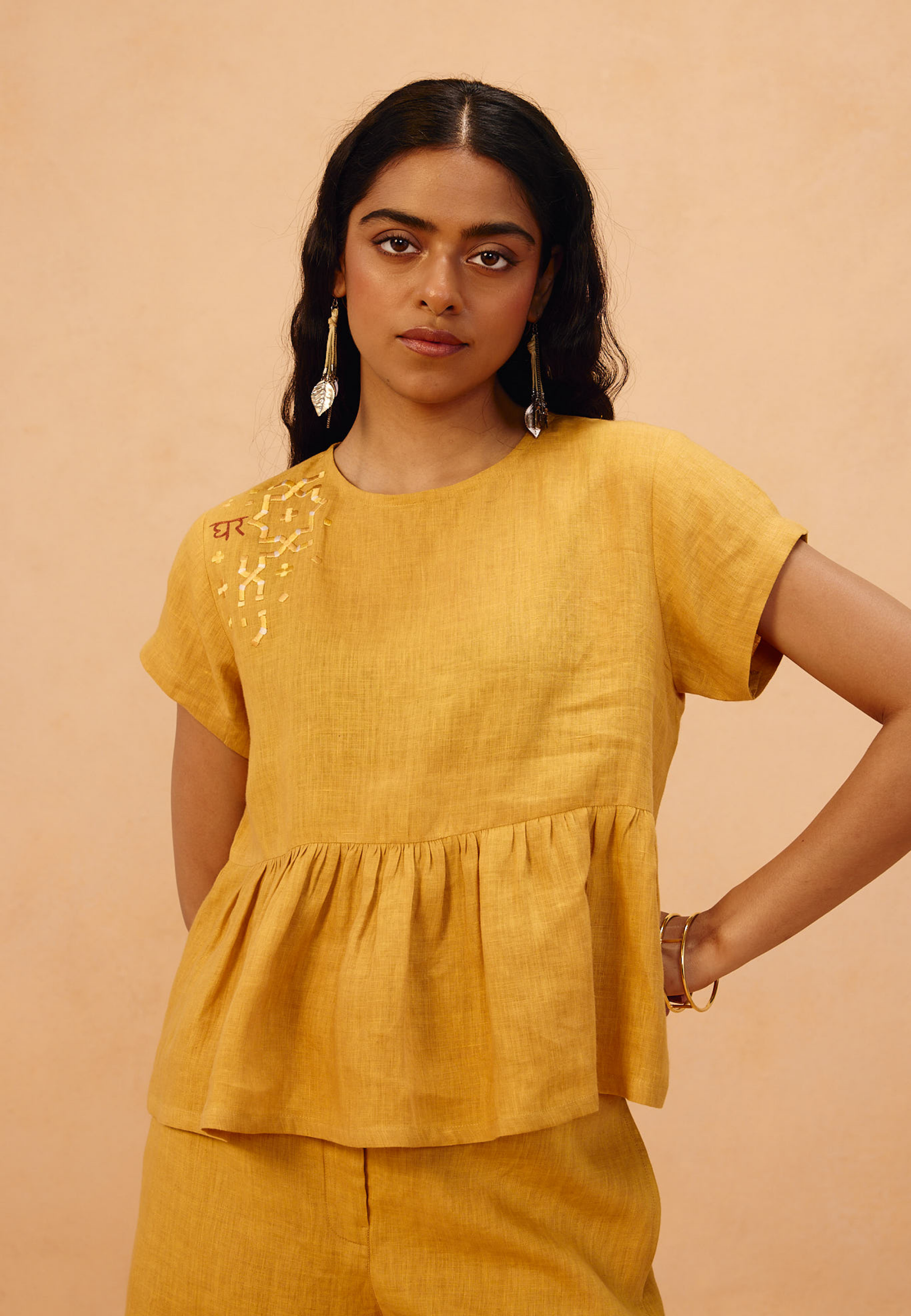 The Ghar Linen Peplum Top TOPS SUI