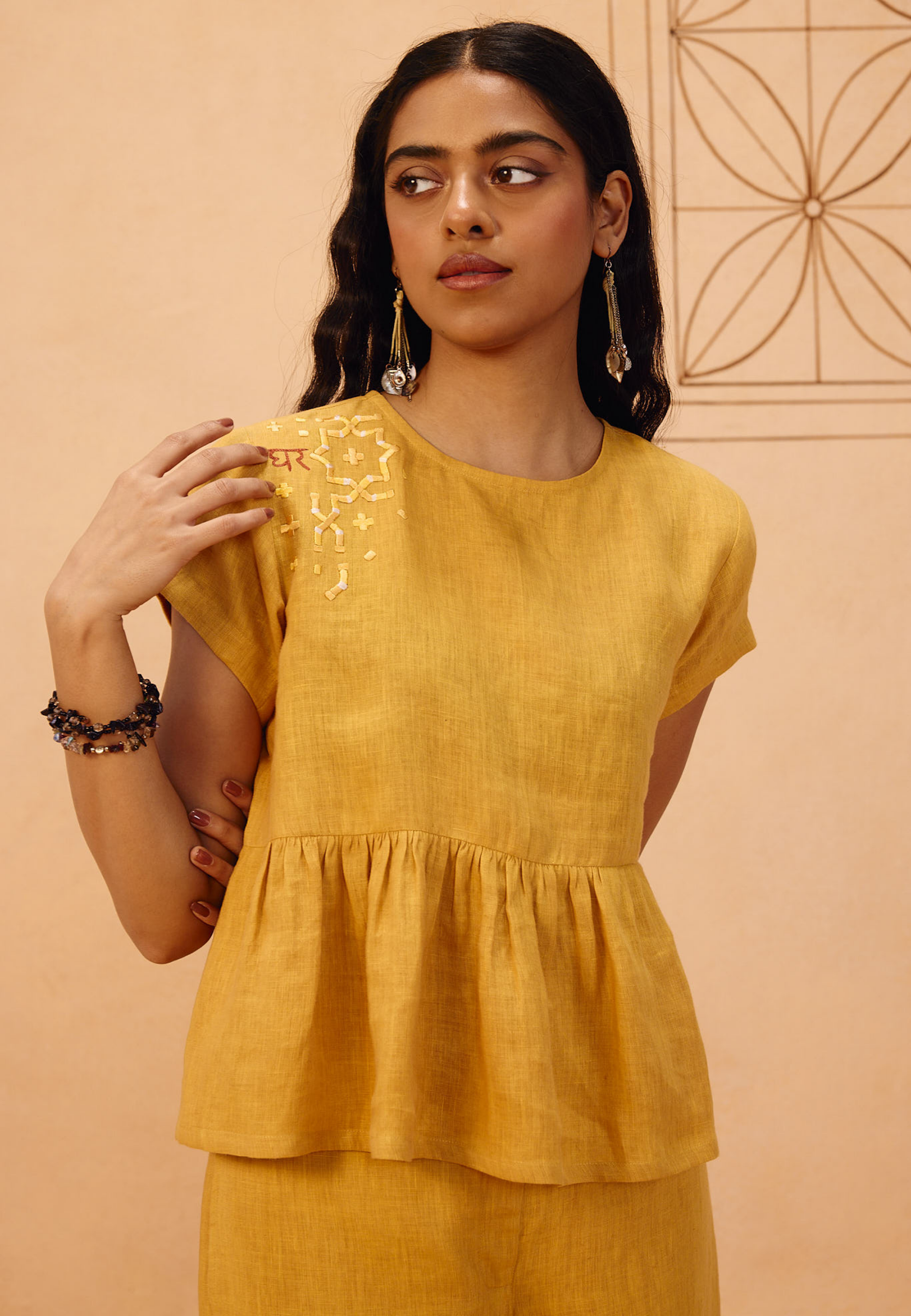 The Ghar Linen Peplum Top TOPS SUI