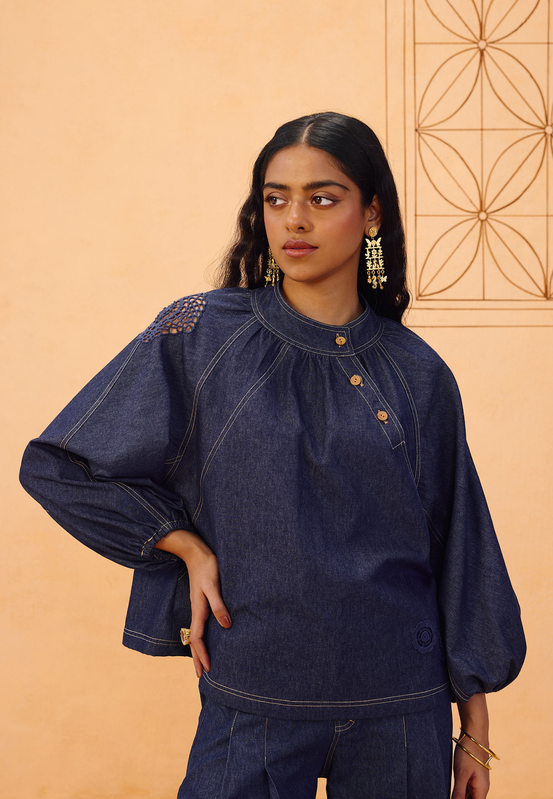 The Jaali Sustainable Denim Top TOPS SUI