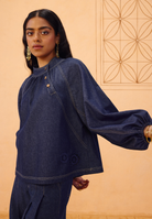 The Jaali Sustainable Denim Top TOPS SUI