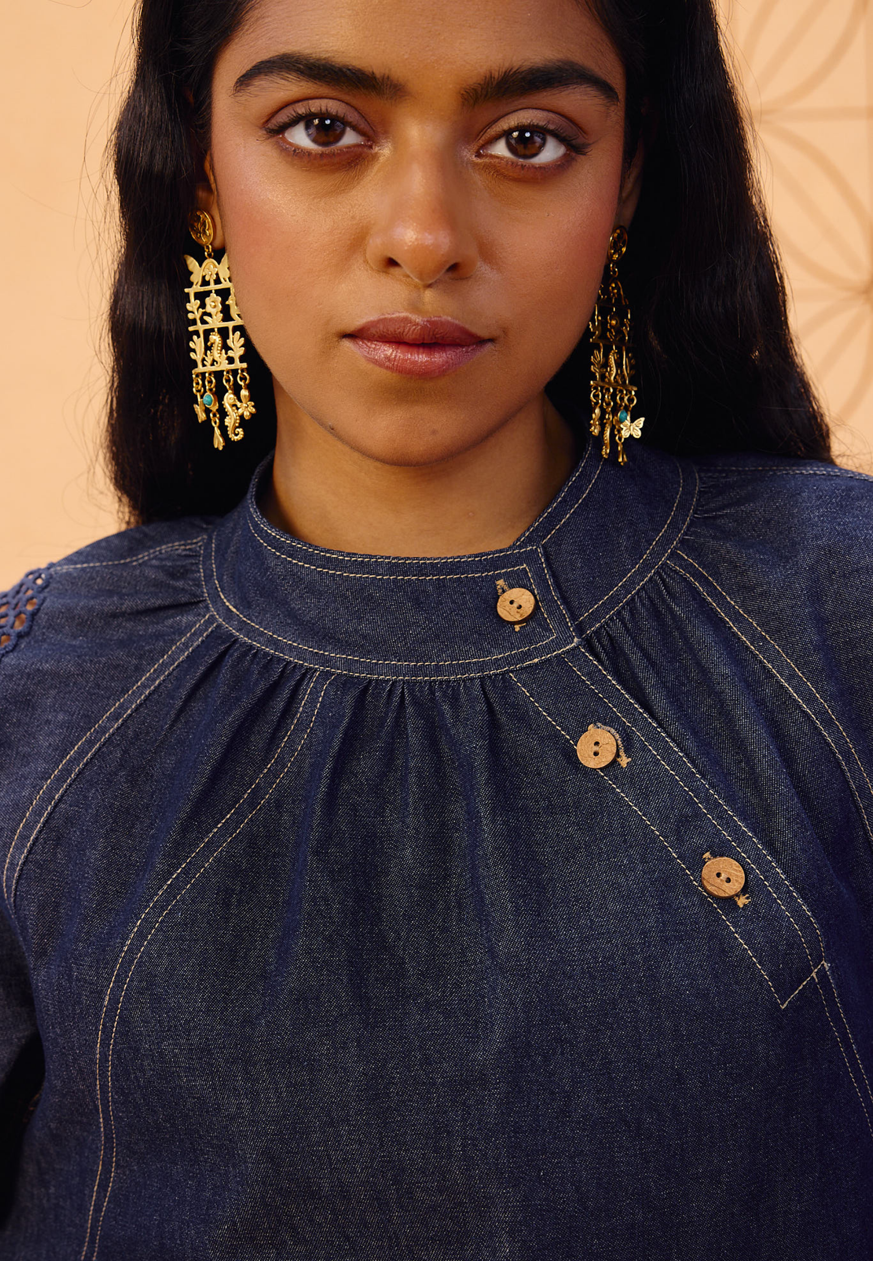 The Jaali Sustainable Denim Top TOPS SUI