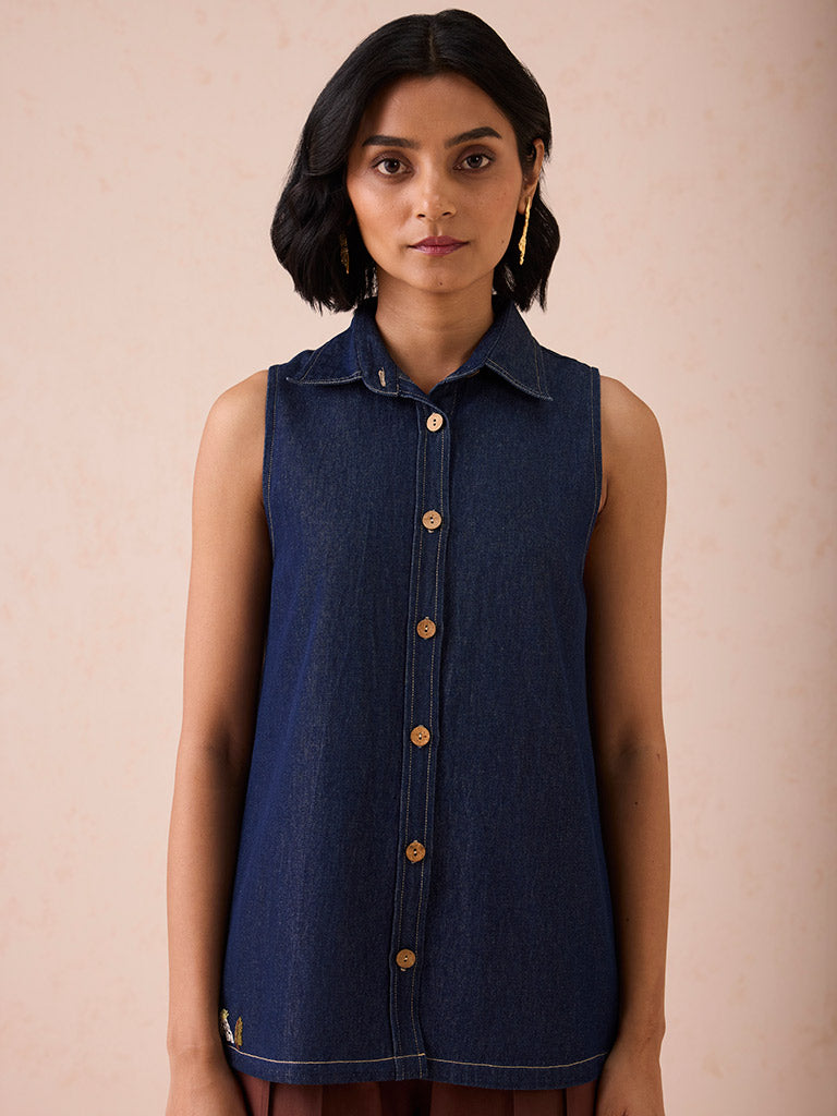 The Mountain Denim Sleeveless Shirt TOPS SUI
