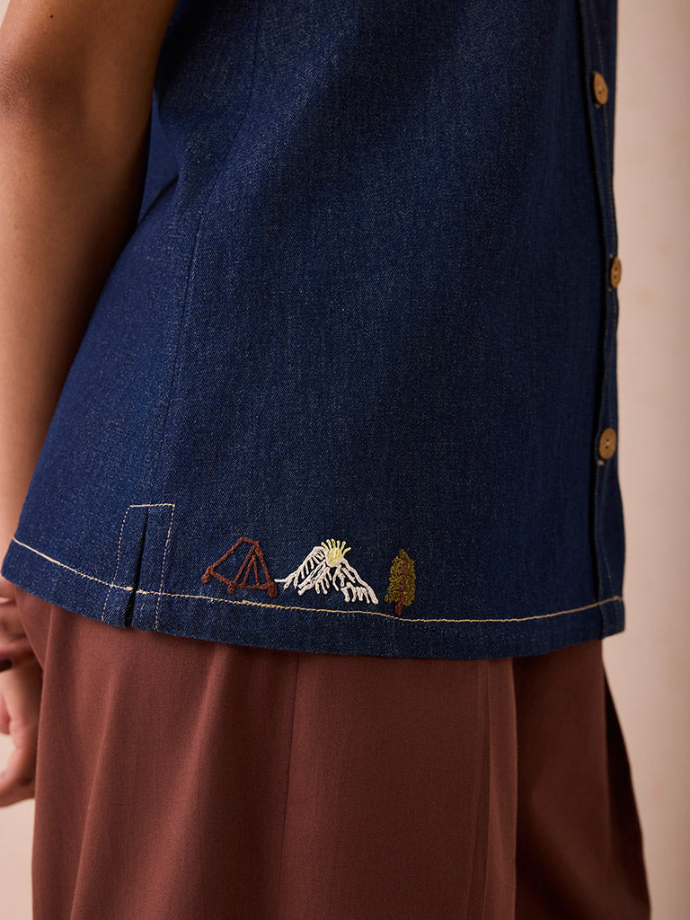 The Mountain Denim Sleeveless Shirt TOPS SUI