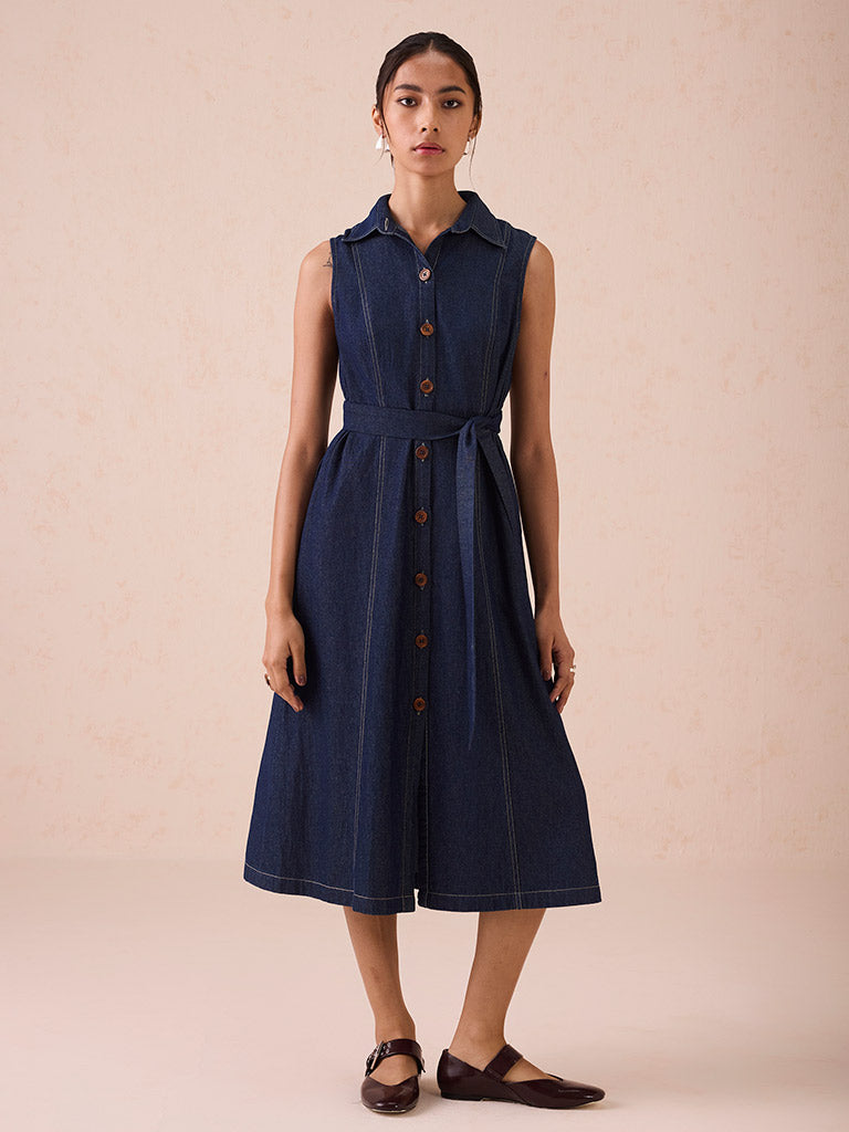 The Sunrise Denim Midi Dress Womens Midi Denim Dress SUI IKKIVI