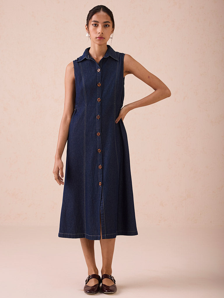 The Sunrise Denim Midi Dress DRESSES SUI