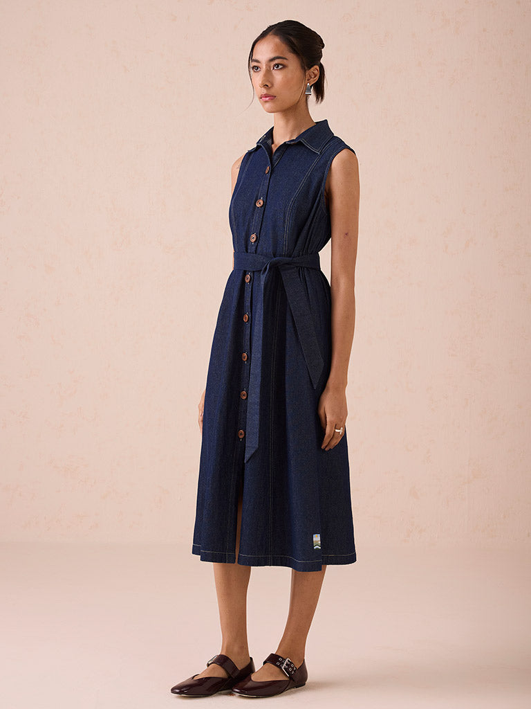 The Sunrise Denim Midi Dress DRESSES SUI